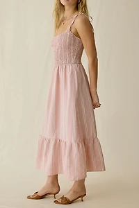 Daisy Street Rosella Tie-Strap Smocked Midi Dress