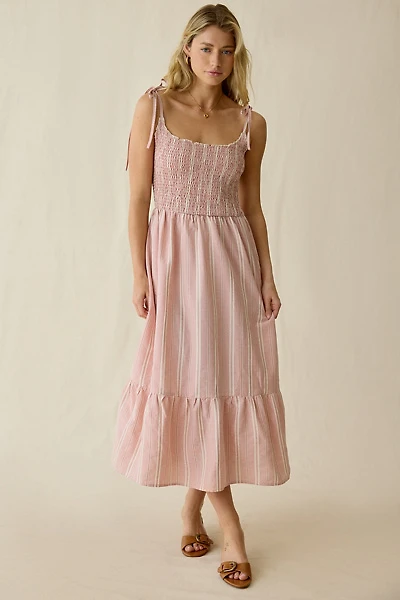 Daisy Street Rosella Tie-Strap Smocked Midi Dress