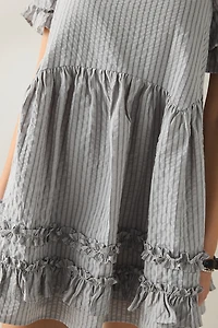 Daisy Street Seersucker Cotton Puff Sleeve Mini Dress