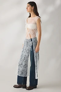 Daisy Street Charmer Sheer Lace Asymmetric Tie-Front Maxi Dress