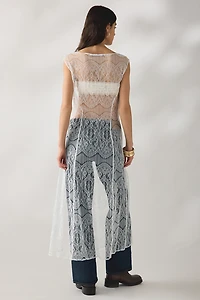 Daisy Street Charmer Sheer Lace Asymmetric Tie-Front Maxi Dress