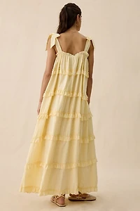 Daisy Street Sunray Tiered Ruffle Tie-Strap Maxi Dress