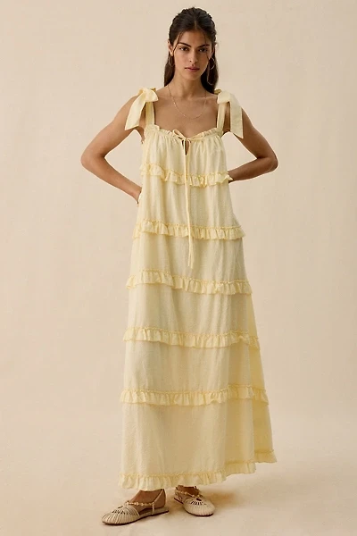 Daisy Street Sunray Tiered Ruffle Tie-Strap Maxi Dress