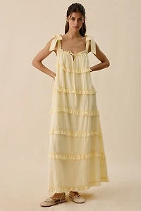 Daisy Street Sunray Tiered Ruffle Tie-Strap Maxi Dress