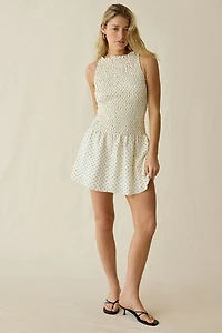 Daisy Street Sunset Smocked Drop Waist Mini Dress