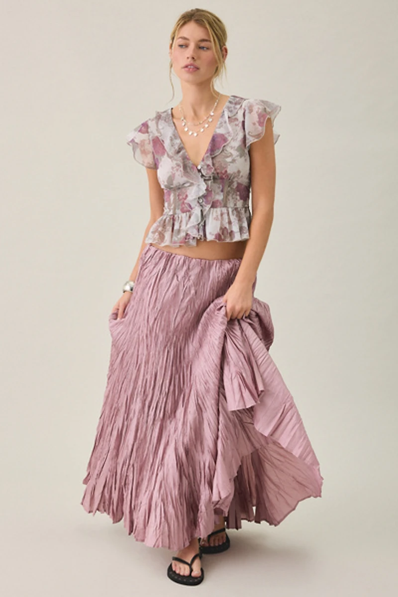 Kimchi Blue Wendi Waterfall Ruffle Flutter Sleeve Blouse