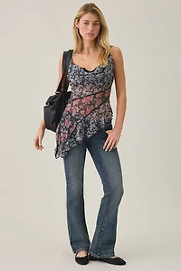 Kimchi Blue Jade Patchwork Floral Chiffon Asymmetric Cami