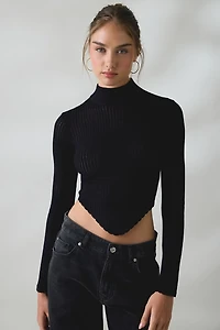 BDG Lizzy V-Hem Cropped Fitted Turtleneck Sweater