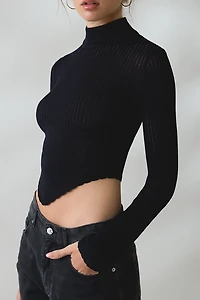BDG Lizzy V-Hem Cropped Fitted Turtleneck Sweater