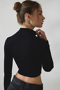 BDG Lizzy V-Hem Cropped Fitted Turtleneck Sweater