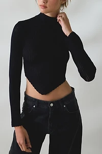 BDG Lizzy V-Hem Cropped Fitted Turtleneck Sweater