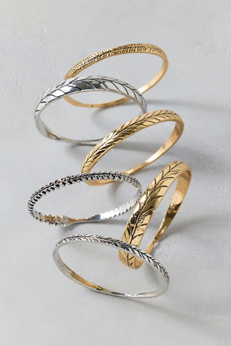 Ripple Mixed Metals Bangle Bracelets Set