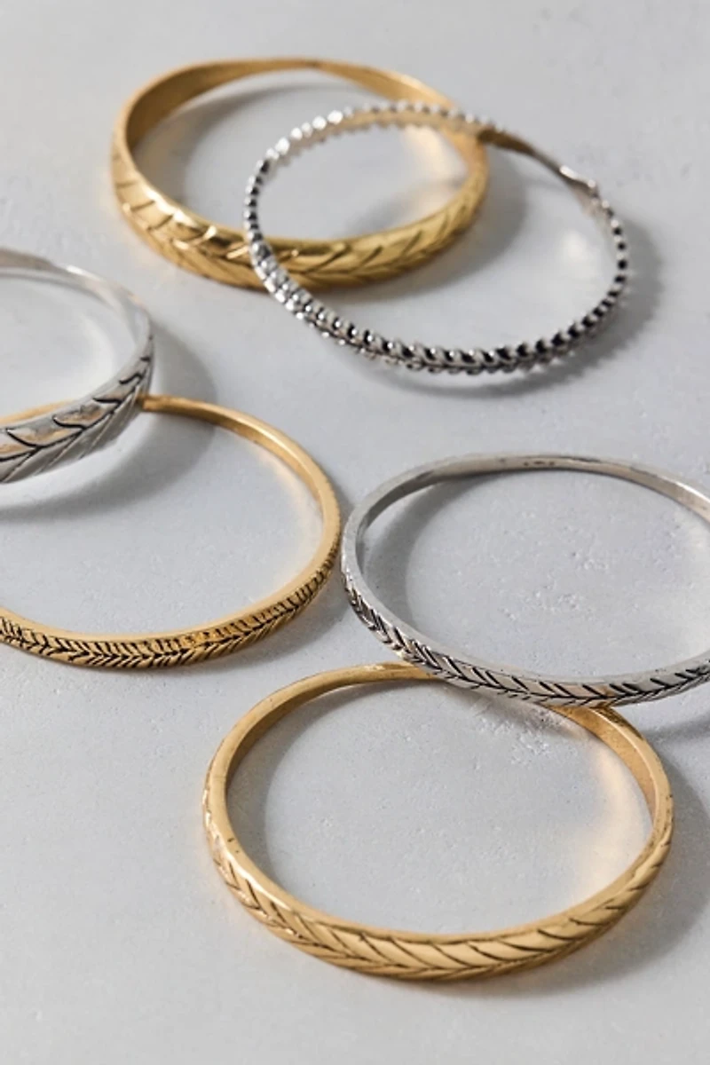 Ripple Mixed Metals Bangle Bracelets Set