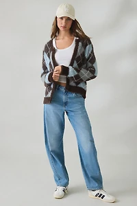 BDG Kennedy Argyle Fuzzy Knit Oversized Cardigan