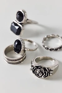 Obsidian Rose Statement Rings Set