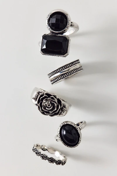 Obsidian Rose Statement Rings Set
