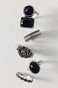 Obsidian Rose Statement Rings Set