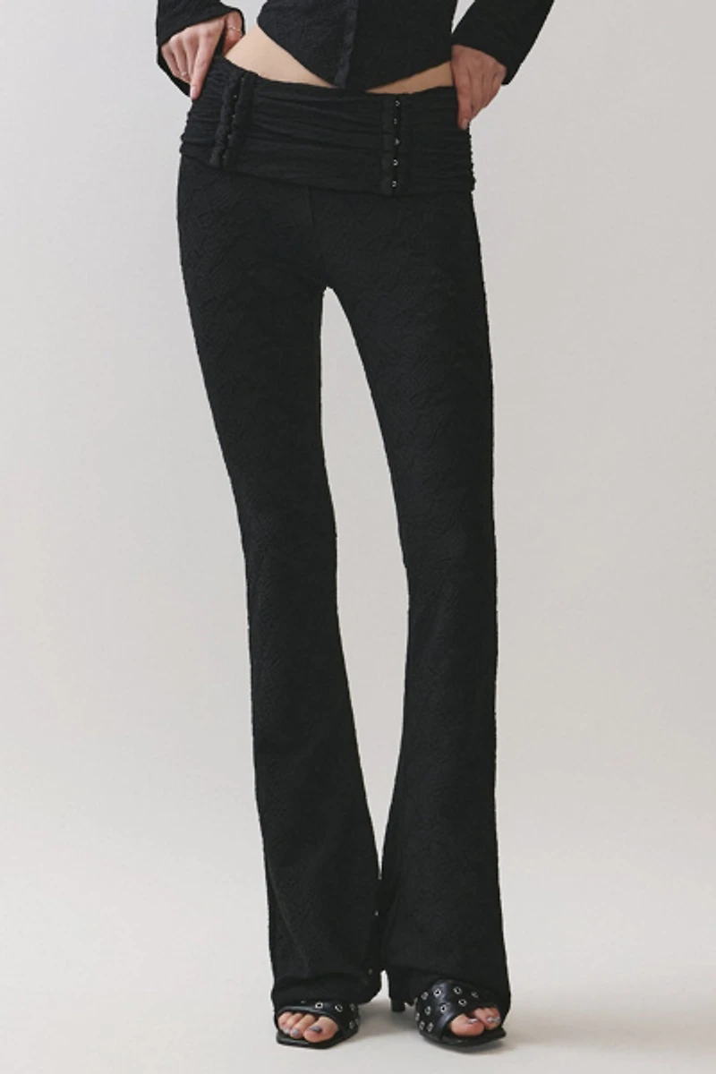 Personal Code Zelda Textured Lace Foldover Flared Pants