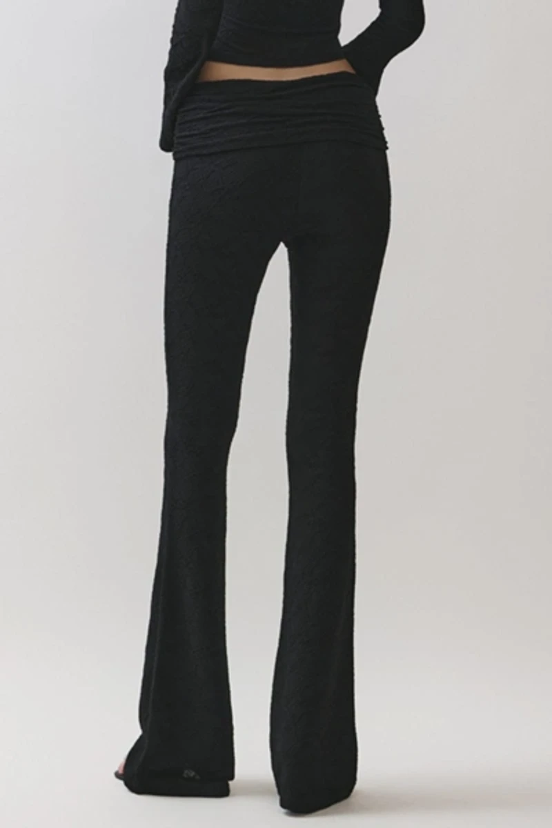 Personal Code Zelda Textured Lace Foldover Flared Pants
