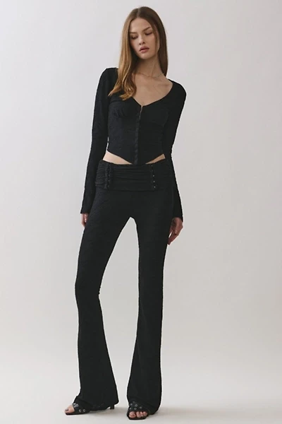 Personal Code Zelda Textured Lace Foldover Flared Pants