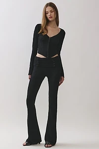 Personal Code Zelda Textured Lace Foldover Flared Pants