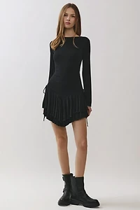 Personal Code Madeline Long Sleeve Ruffle Mini Dress With Open Back