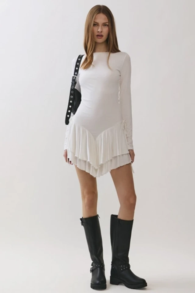 larisa backless strap mini dress I.AM.GIA Larisa Slinky Keyhole Detail Open Cross Back Butterfly Pattern  Hardware Mini Dress in Black