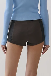 Personal Code Raya Washed Pleather Cargo Micro Shorts With Rib Contrast