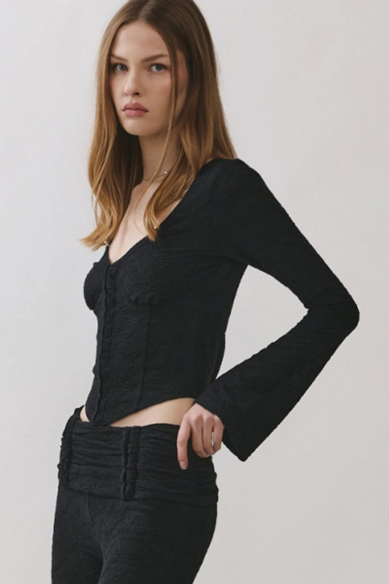 Personal Code Zelda Textured Lace Hook & Eye Top