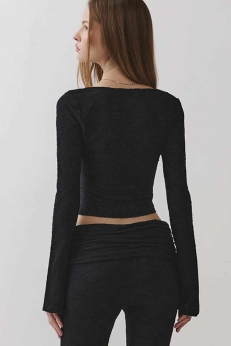 Personal Code Zelda Textured Lace Hook & Eye Top