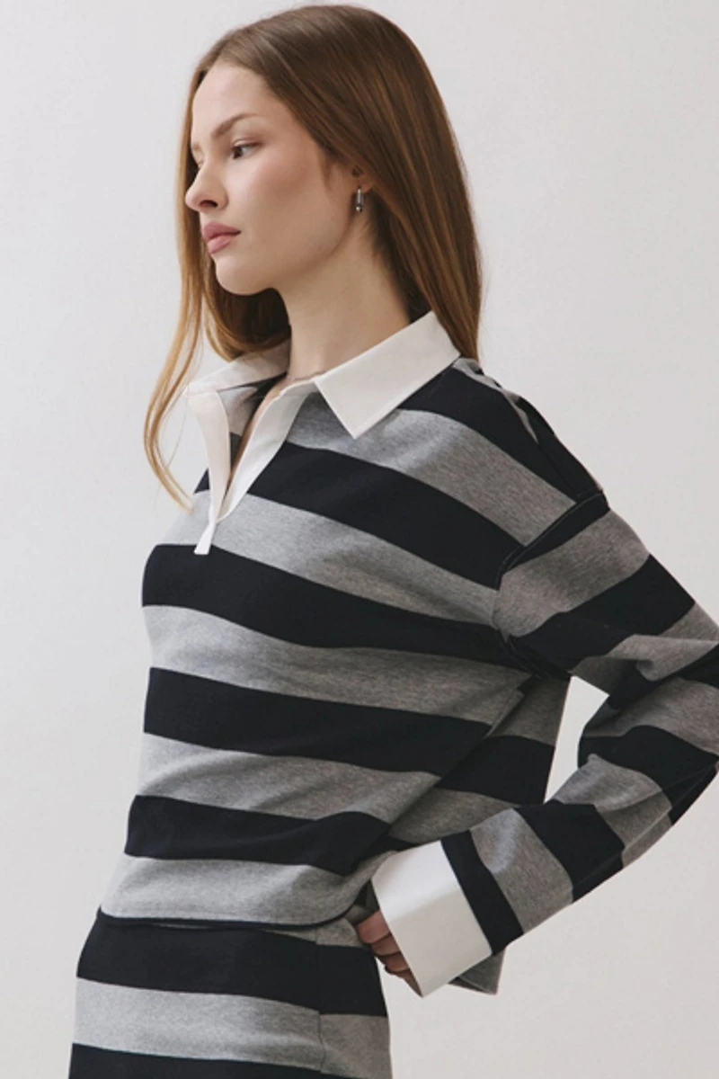 Personal Code Poppy Striped Rugby Top