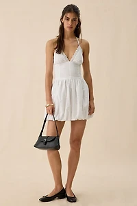 Kimchi Blue Genevieve Eyelet Lace Bubble Hem Halter Mini Dress