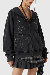 Aelfric Eden Rhinestone Boxy Zip Up V304 Hoodie