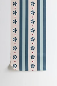 Daily Regina Designs Stripes & Flowers Removable Wallpaper