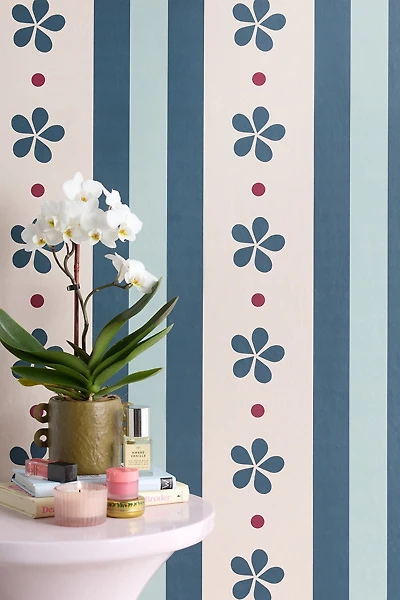 Daily Regina Designs Stripes & Flowers Removable Wallpaper