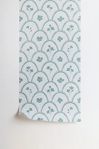 Marufemia Rustic Scallop Floral Block Print Removable Wallpaper
