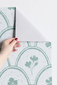 Marufemia Rustic Scallop Floral Block Print Removable Wallpaper
