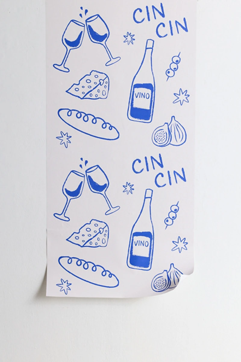 thespacehouse Wine & Cheese Cheers Removable Wallpaper