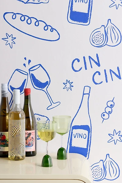thespacehouse Wine & Cheese Cheers Removable Wallpaper