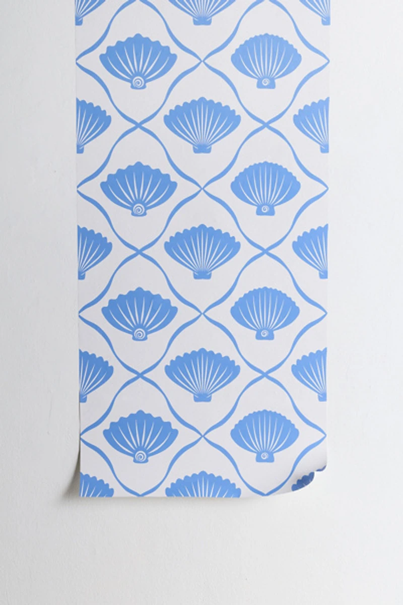 thespacehouse Coastal Ocean Blue Seashells Removable Wallpaper