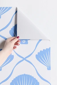 thespacehouse Coastal Ocean Blue Seashells Removable Wallpaper