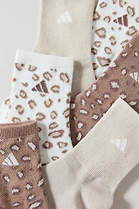 adidas Leopard Luxe High Quarter Crew Socks 3-Pack