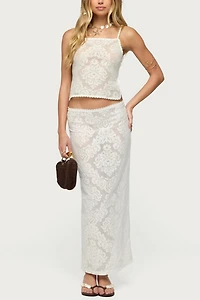 Edikted Violette Sheer Lace Tie Back Top