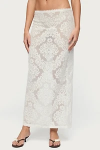 Edikted Violette Sheer Lace Maxi Skirt