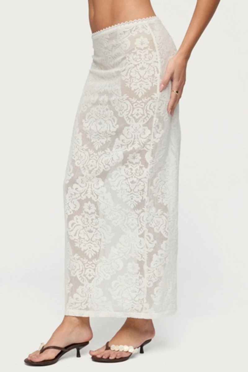 Edikted Violette Sheer Lace Maxi Skirt