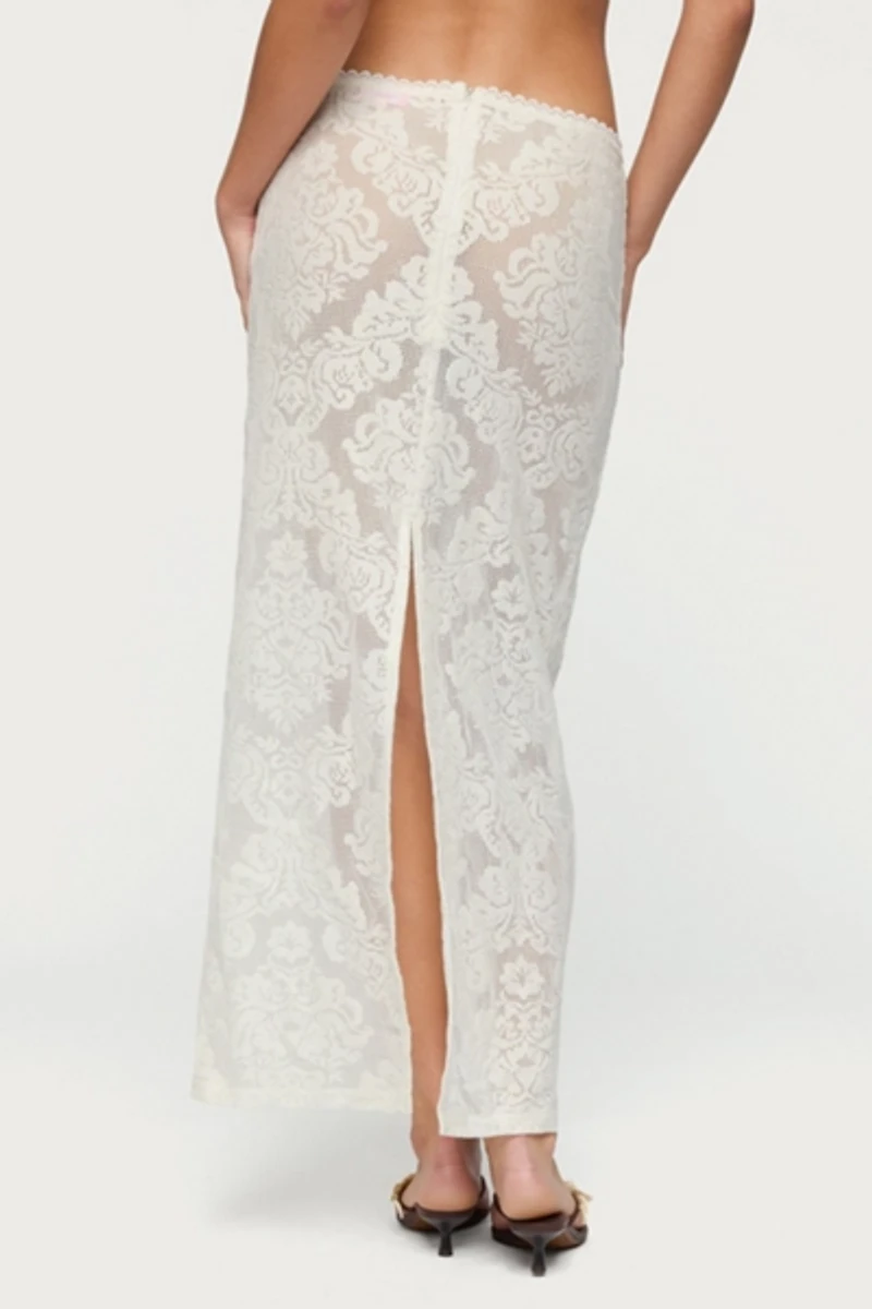 Edikted Violette Sheer Lace Maxi Skirt