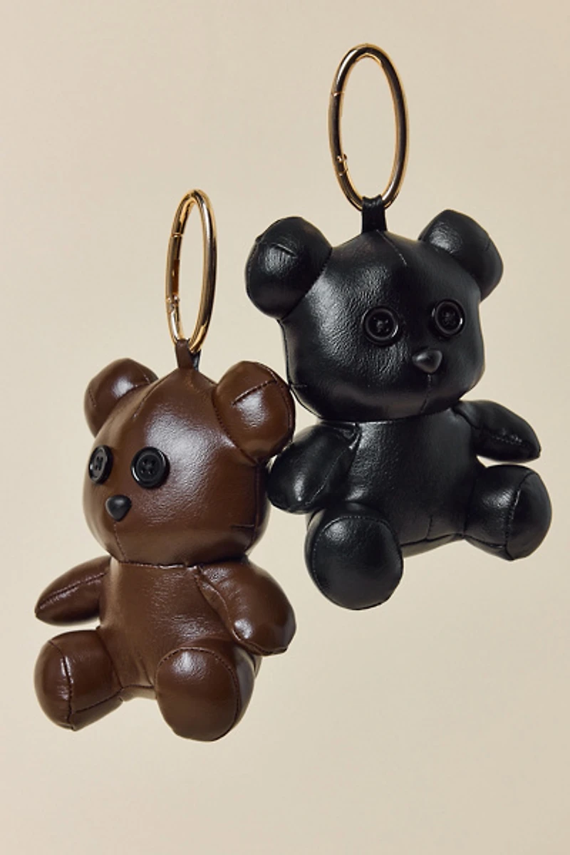Faux Leather Bear Bag Charm