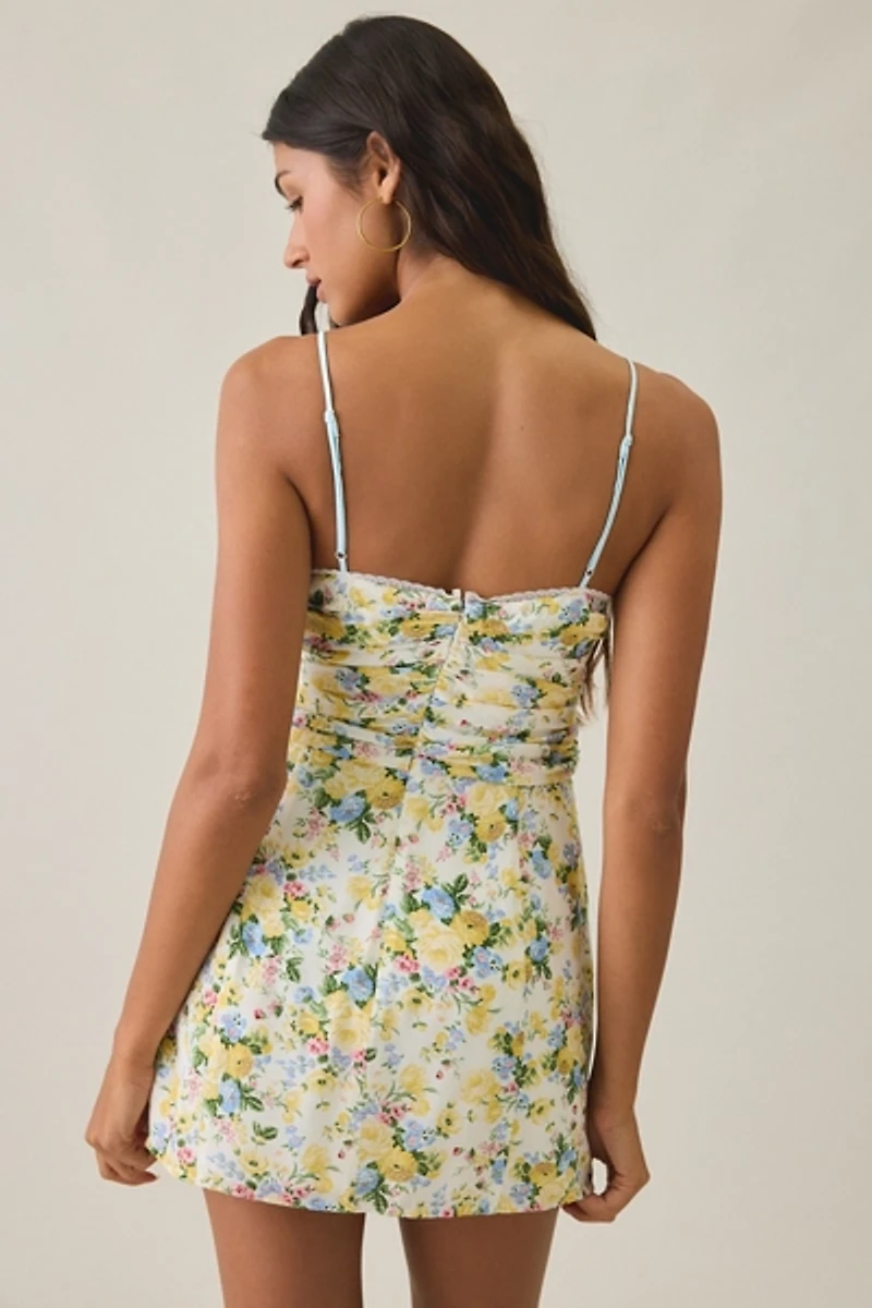 For Love & Lemons Marigold Lace Trim Mini Dress