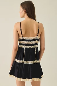 Light Before Dark Tabitha Lace Trim Satin Babydoll Mini Dress