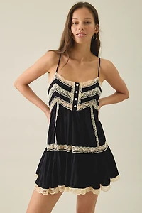 Light Before Dark Tabitha Lace Trim Satin Babydoll Mini Dress